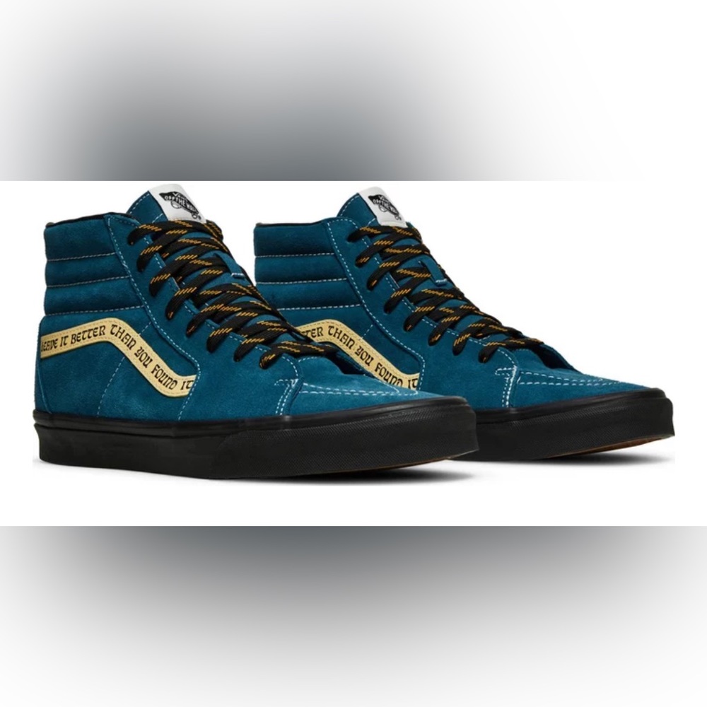 VANS Sk8  “Leave the World better than you found it “ suede high tops. Men 6.5